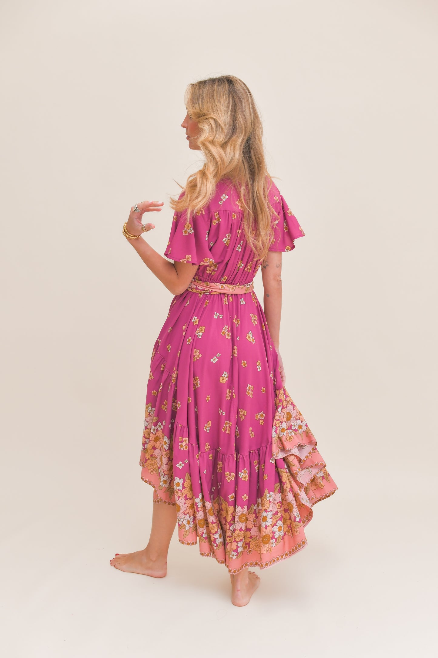 BEE ORCHID PRINT TAURUS MAXI DRESS
