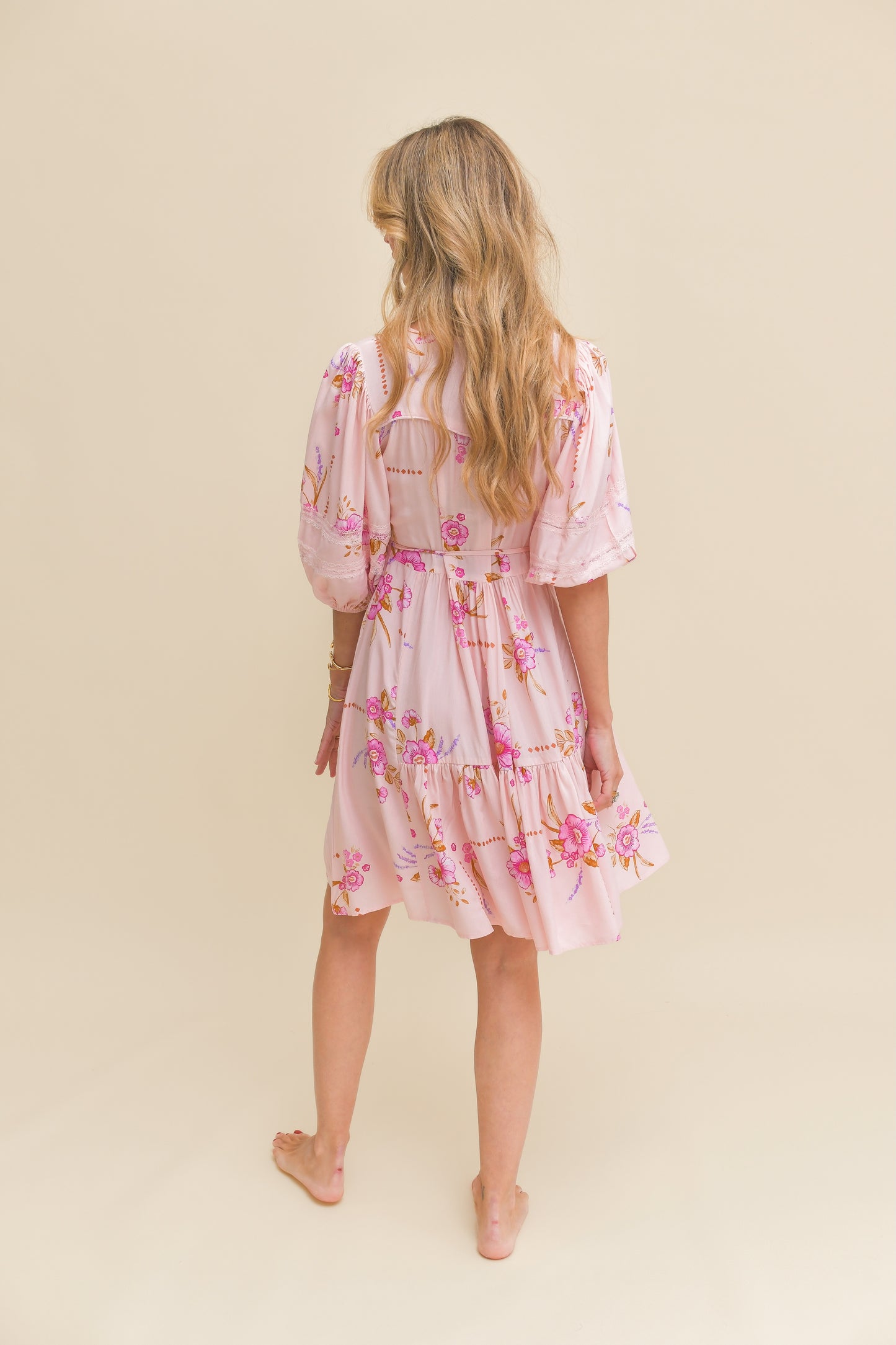 BLUSHING FIELDS PRINT TRACEY 3/4 SLEEVE DRESS