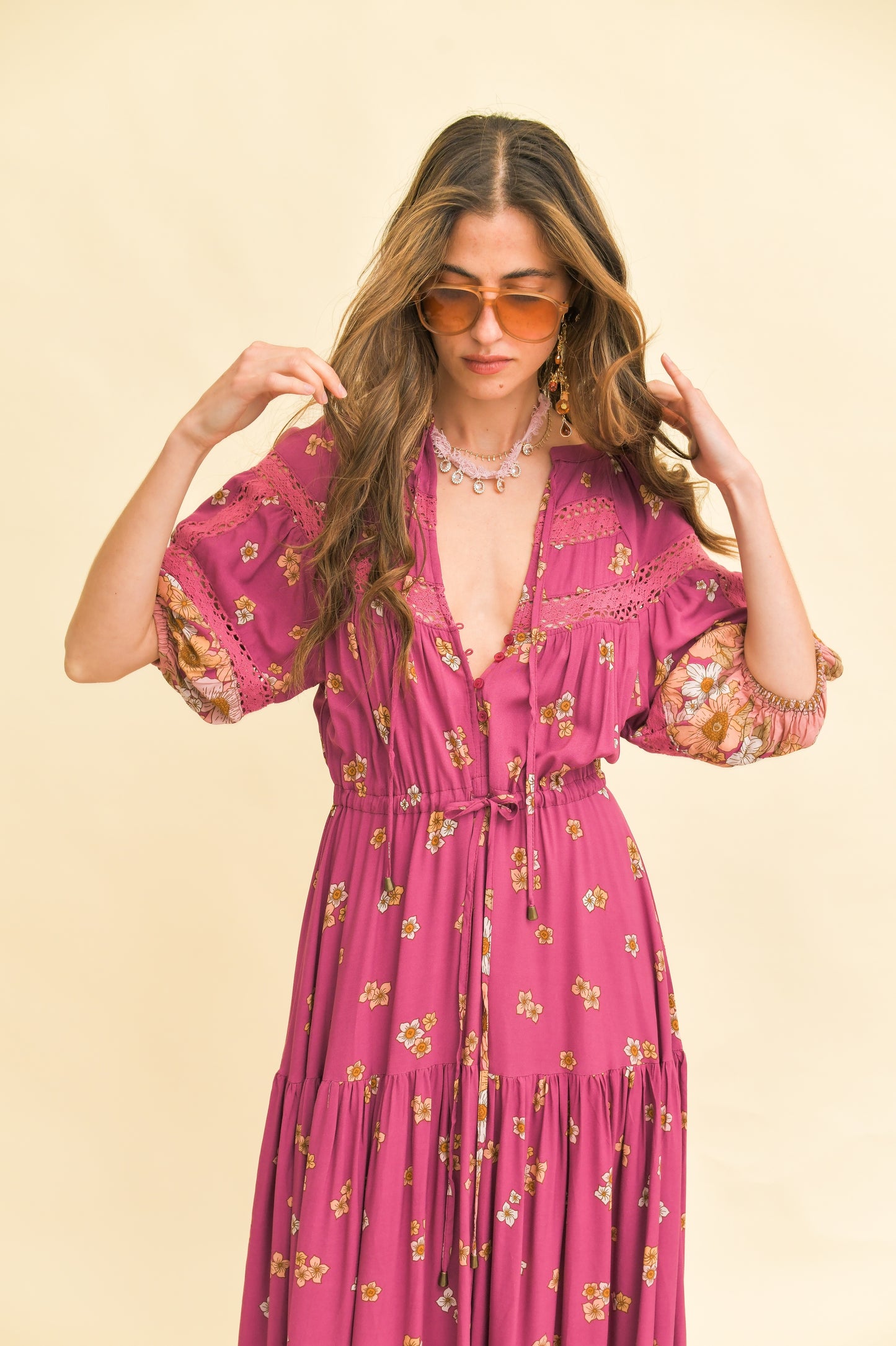 BEE ORCHID PRINT ELSA MAXI DRESS