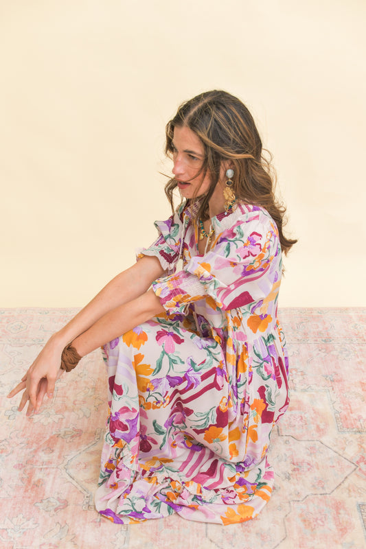 SWEET LILLY PRINT KORA MIDI DRESS