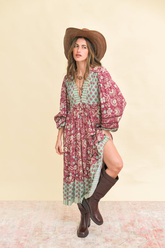 ATHENA PRINT EVE MIDI DRESS