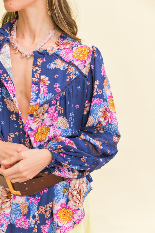 WILD WHIM PRINT ELIZA BLOUSE