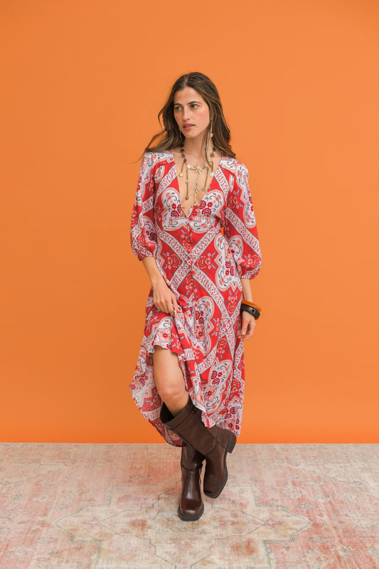 ROSA PRINT LENNI MIDI DRESS
