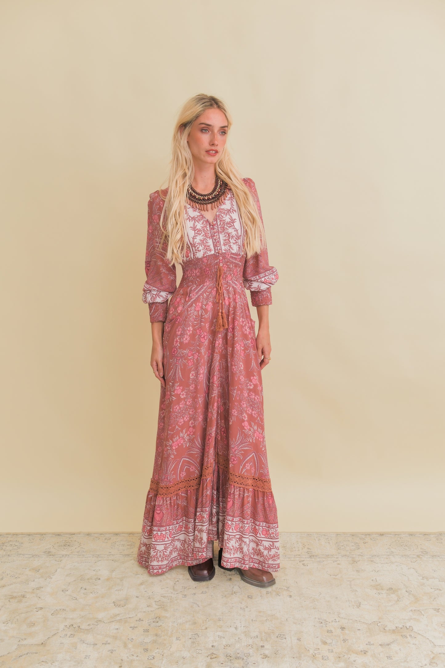ANGELINA PRINT SABRINA MAXI DRESS