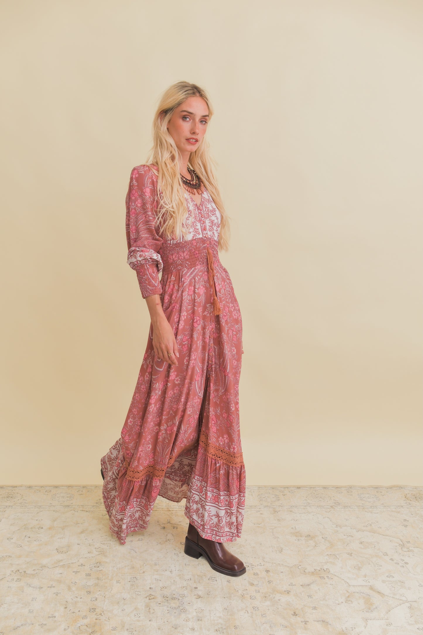 ANGELINA PRINT SABRINA MAXI DRESS
