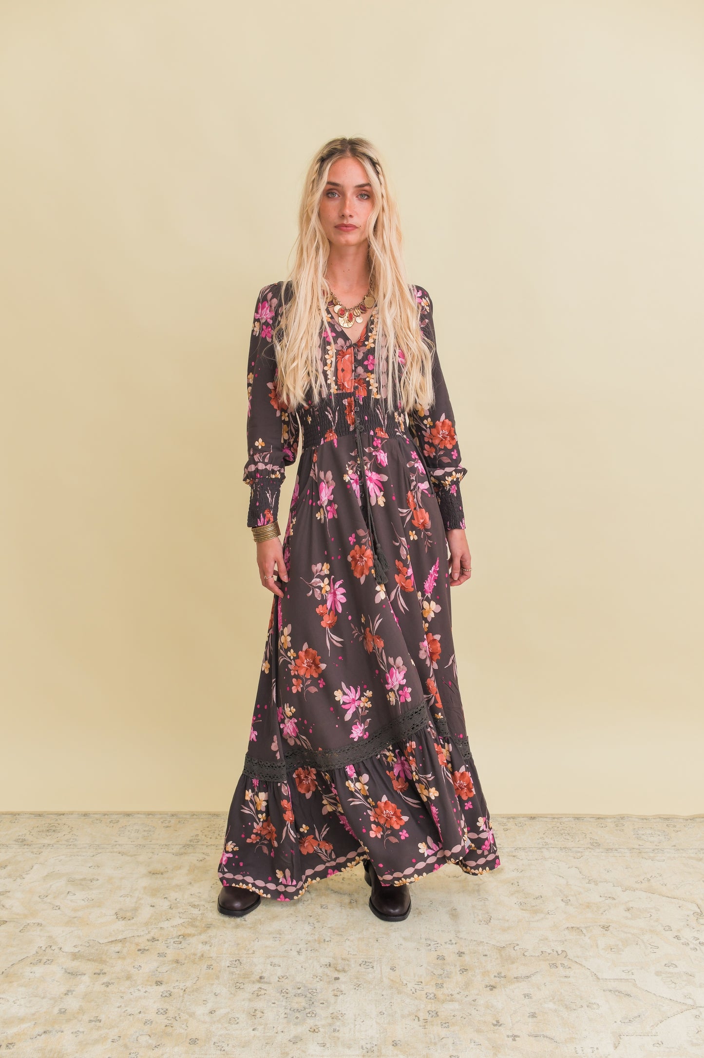 MONARCH PRINT SABRINA MAXI DRESS