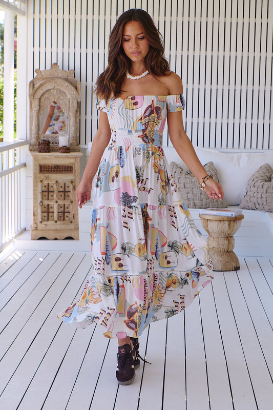 FLORIDA FEELS PRINT HALLUANA MAXI DRESS
