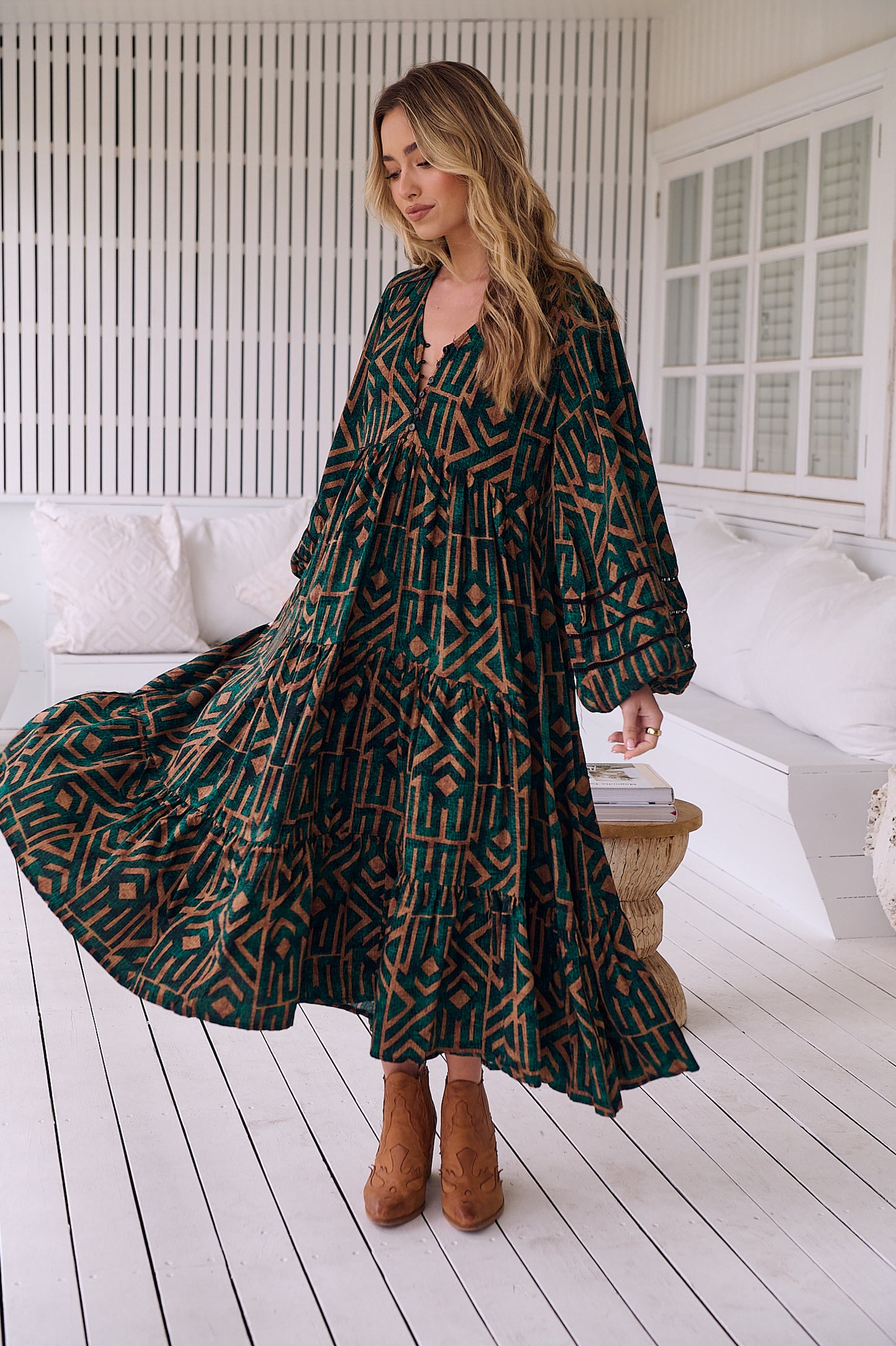 EMERALD PRINT EVE MIDI