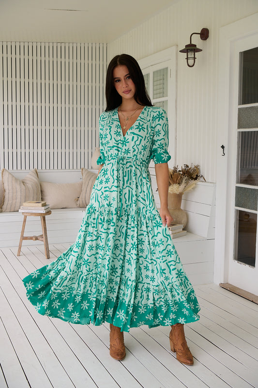 MINT SPRITZ PRINT TESSA MAXI DRESS