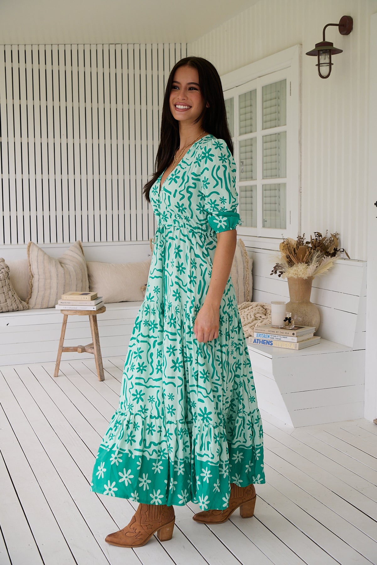 MINT SPRITZ PRINT TESSA MAXI DRESS