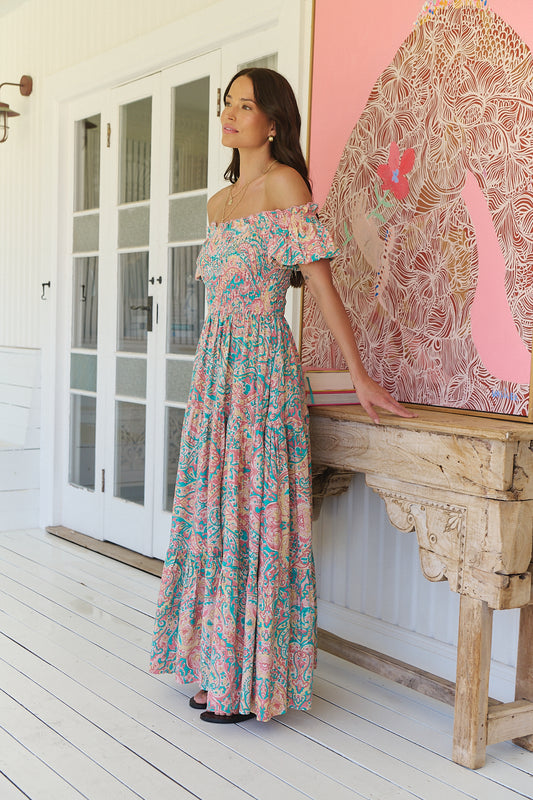 OCEAN LULLABY PRINT CLAUDETTE MAXI DRESS