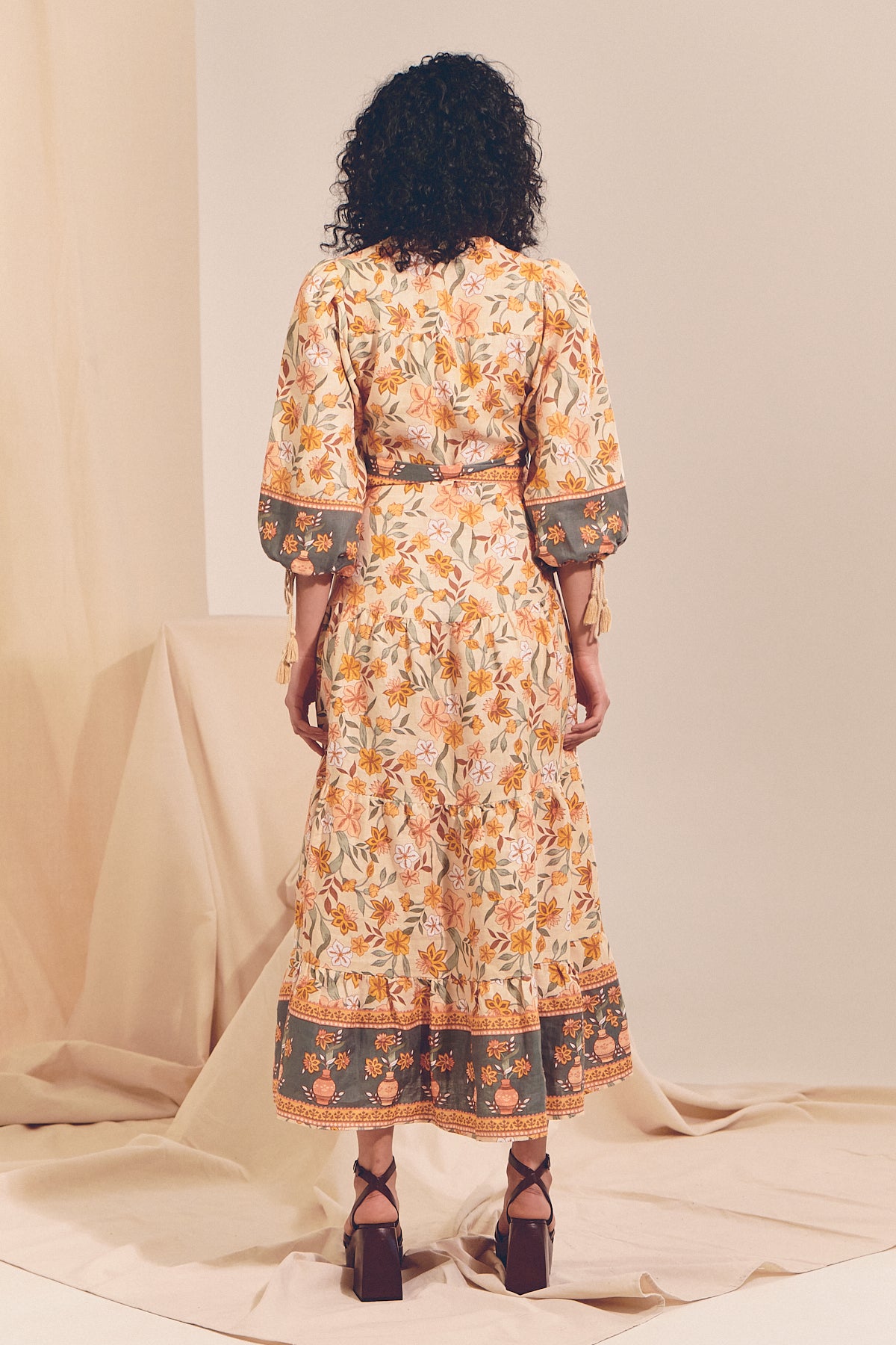 CREAM BORDER PRINT EDEN MAXI