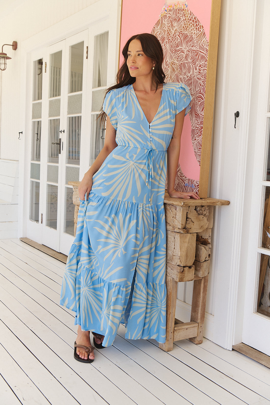 FLOATING PALMS PRINT MELISSA MAXI