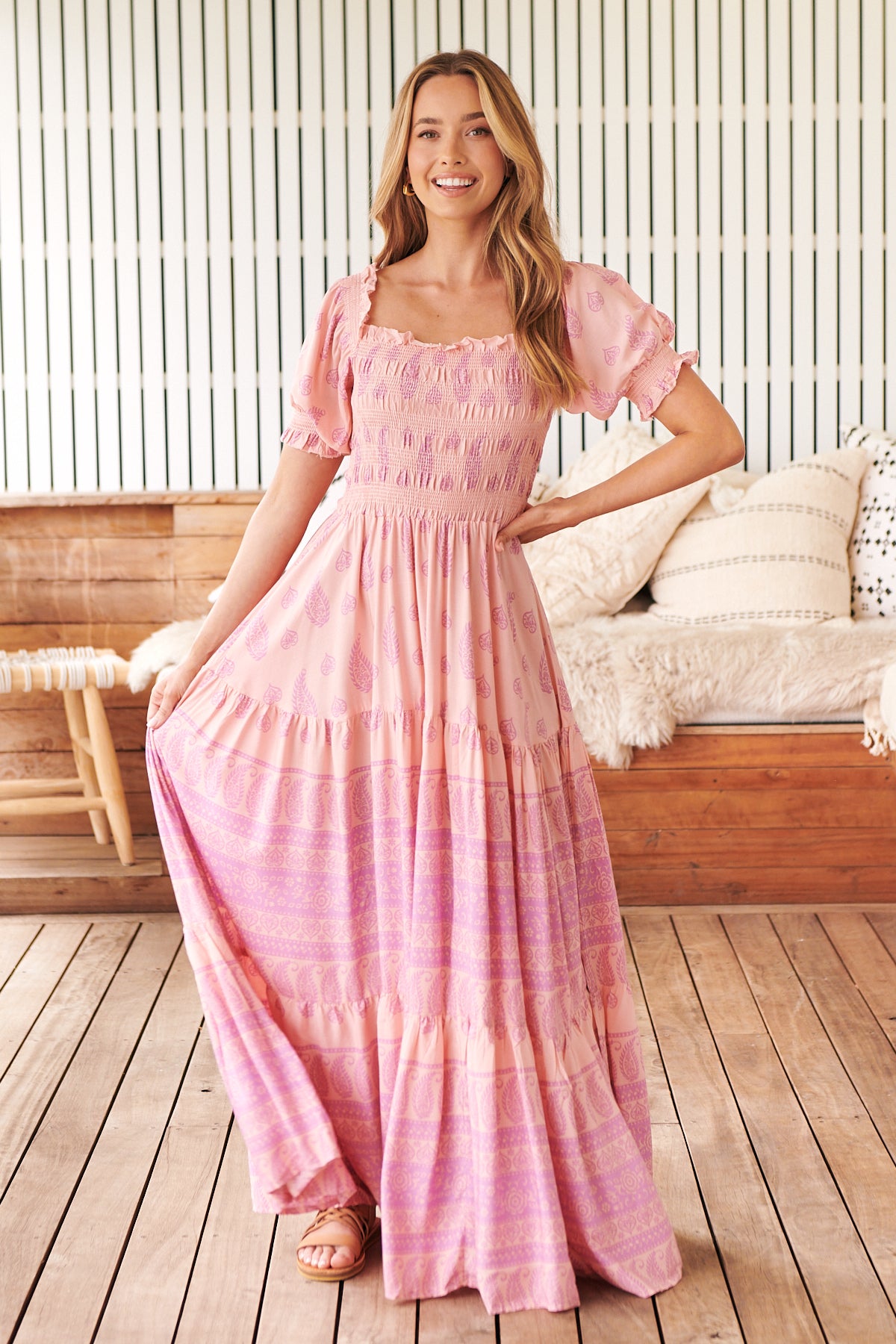 OPHILIA PRINT CLAUDETTE MAXI DRESS