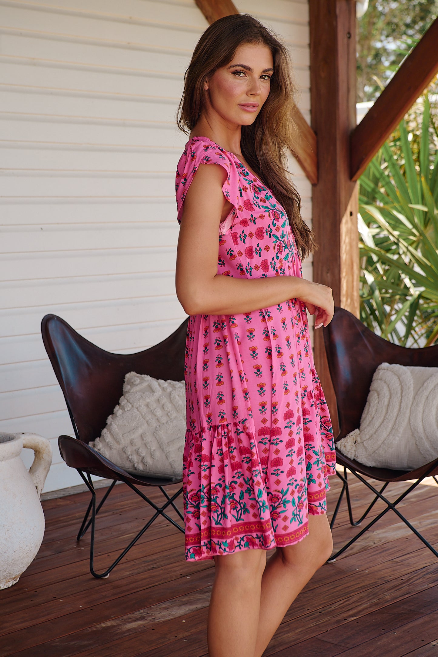 RASPBERRY ROMANCE PRINT TRACEY DRESS