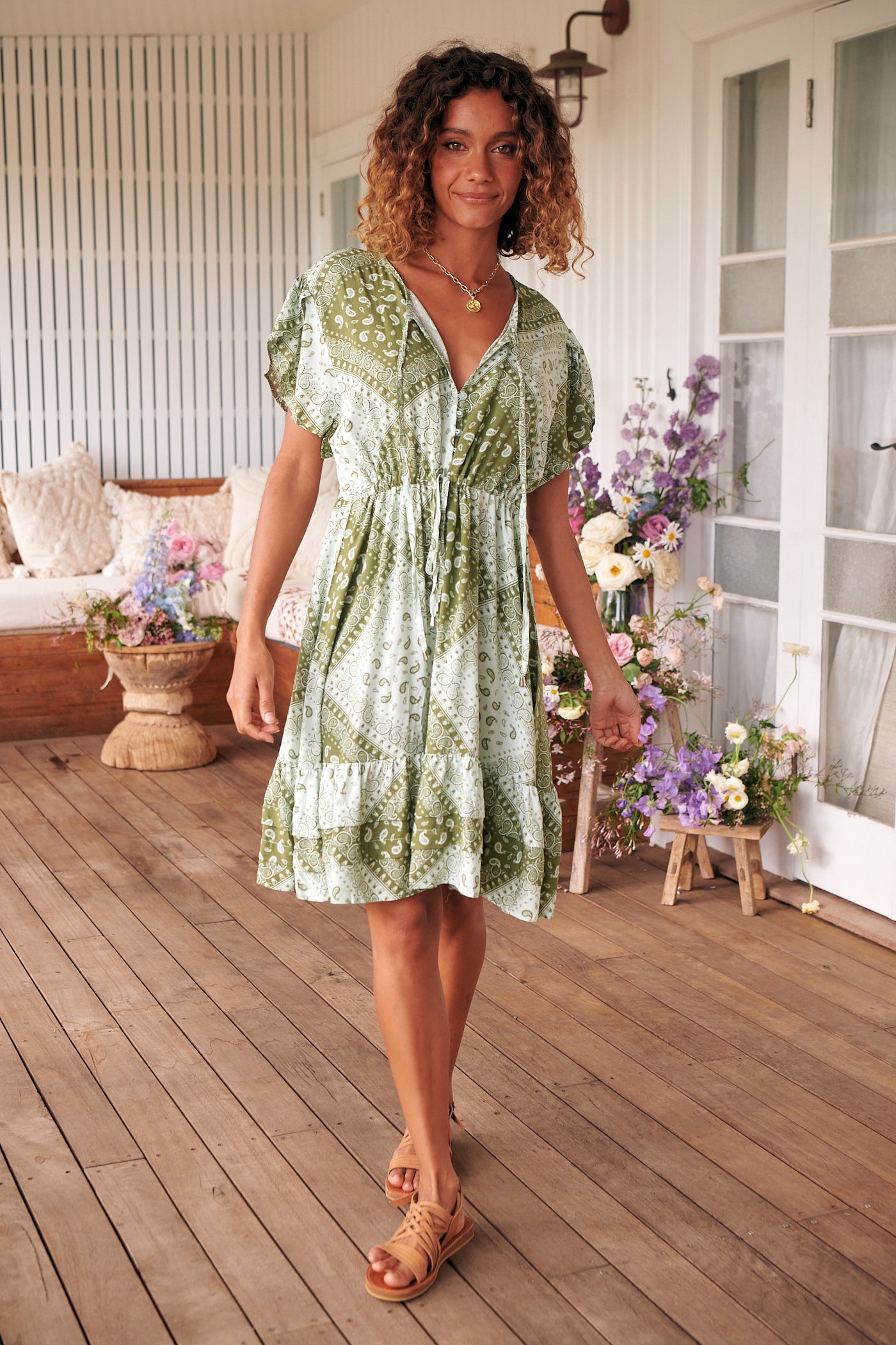 THYME PRINT FAITHFUL MINI DRESS