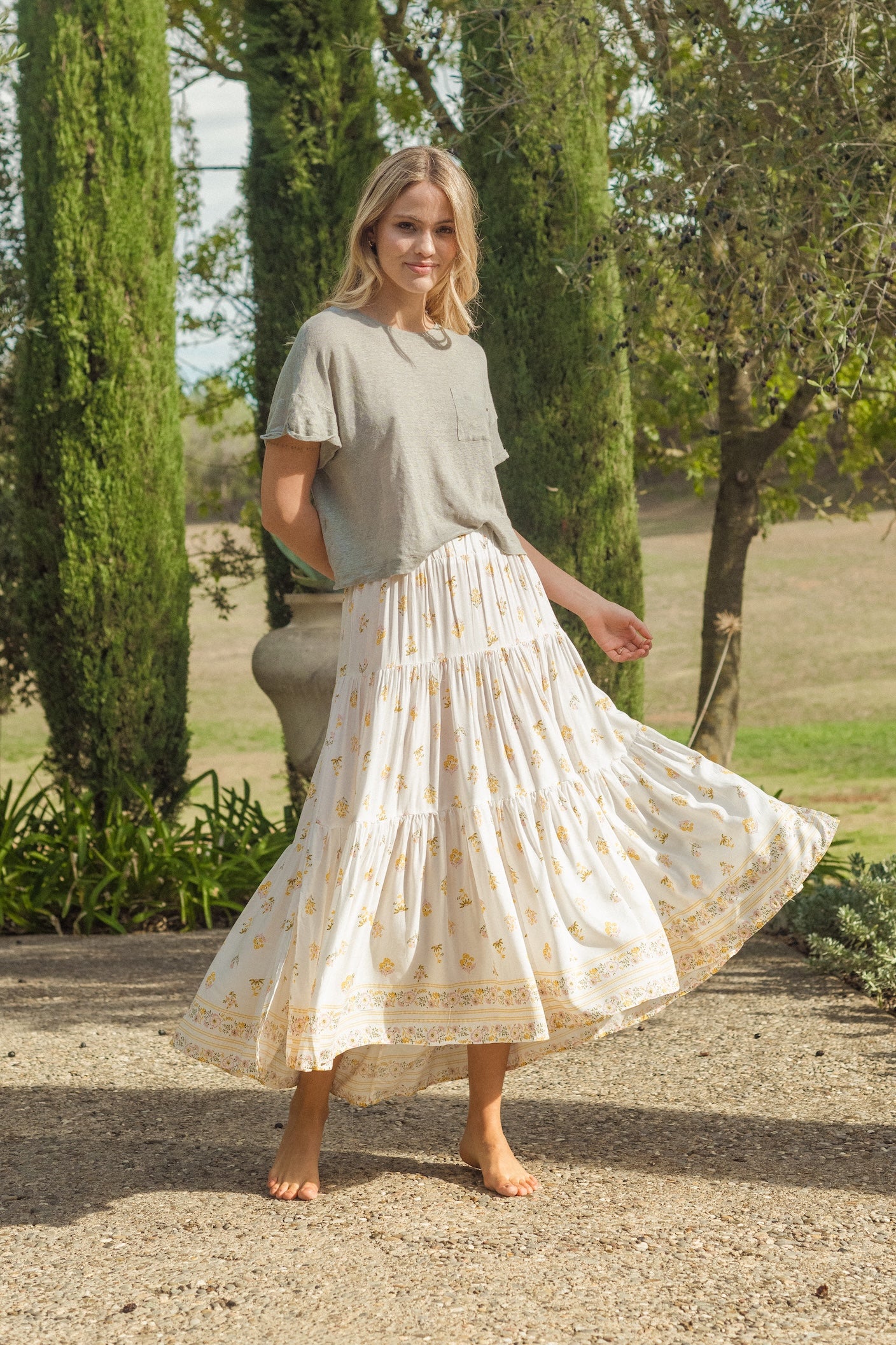 LEMON MYRTLE PRINT LUCINDA SKIRT