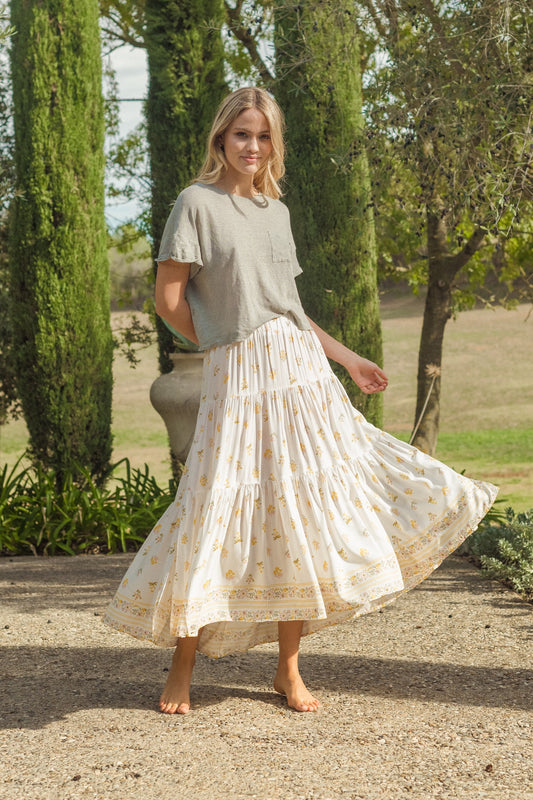 LEMON MYRTLE PRINT LUCINDA SKIRT