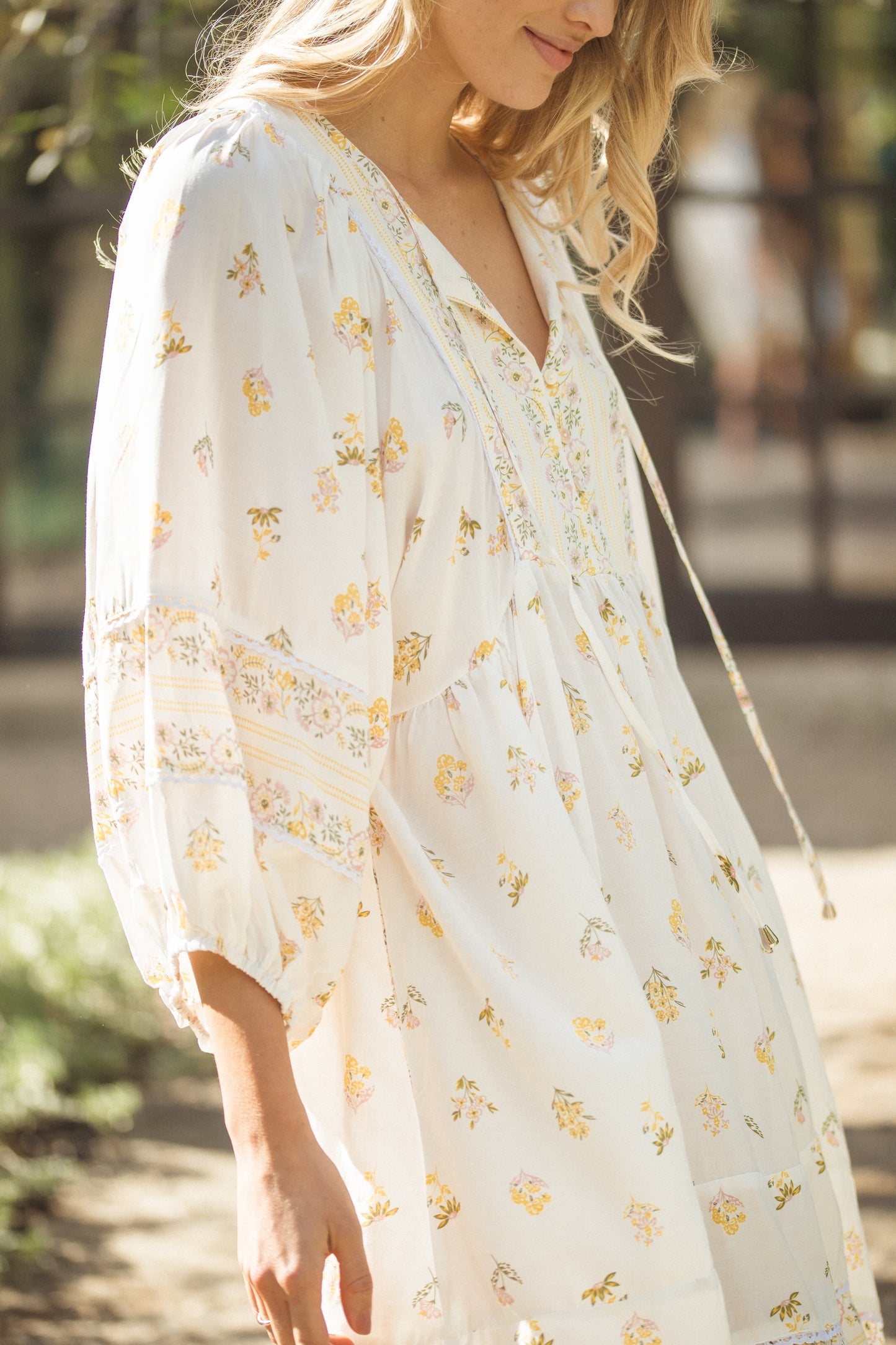 LEMON MYRTLE PRINT ADELA MIDI DRESS