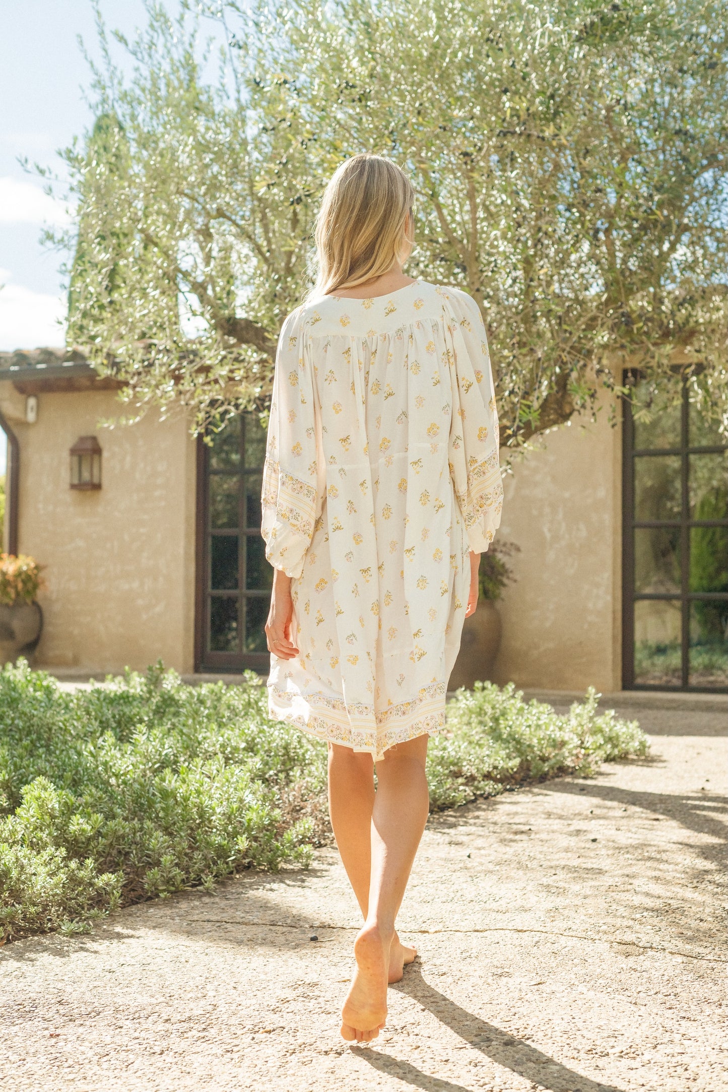 LEMON MYRTLE PRINT ADELA MIDI DRESS
