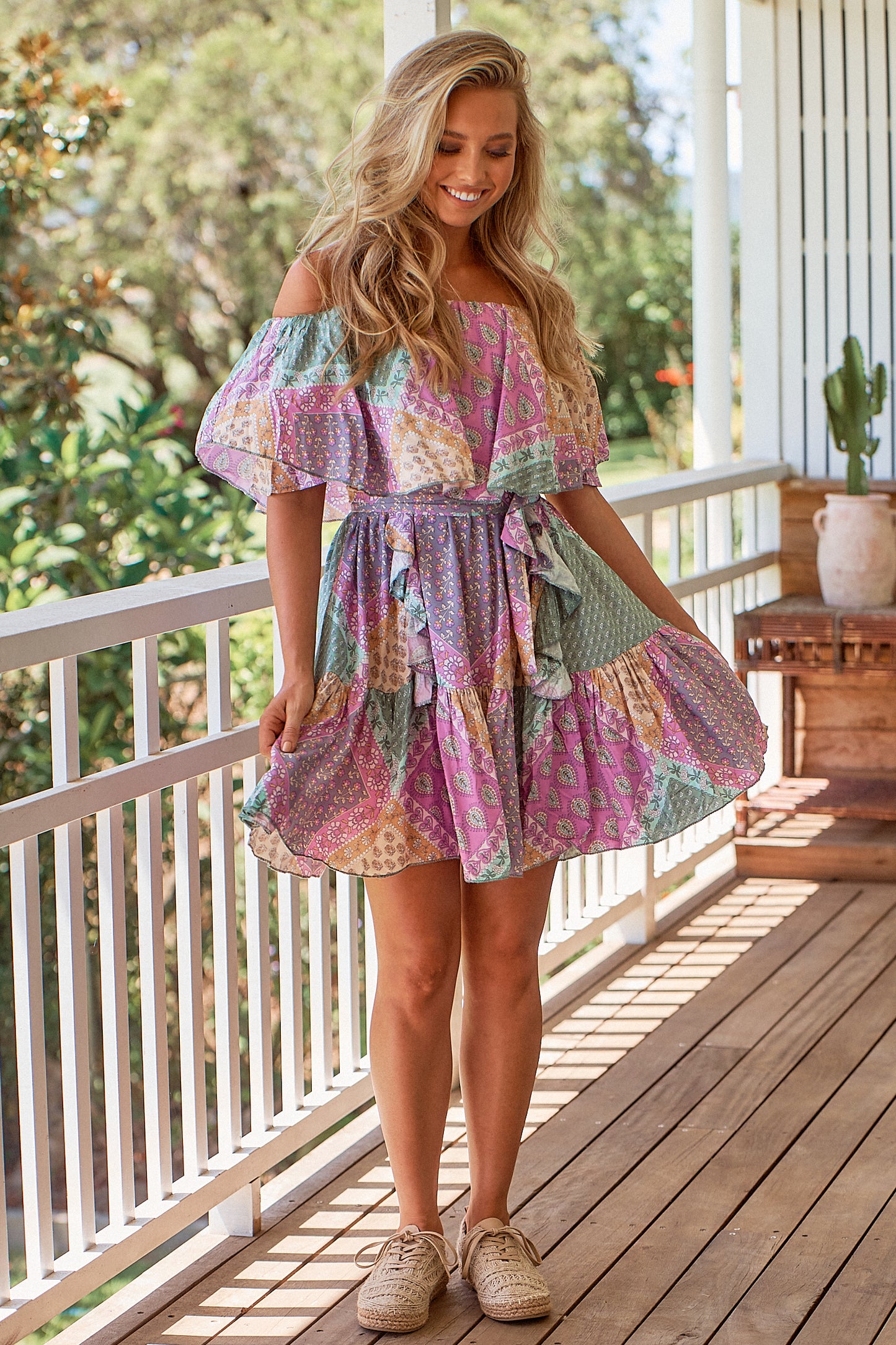 LAVENDER HAZE PRINT MINI GEORGIE DRESS