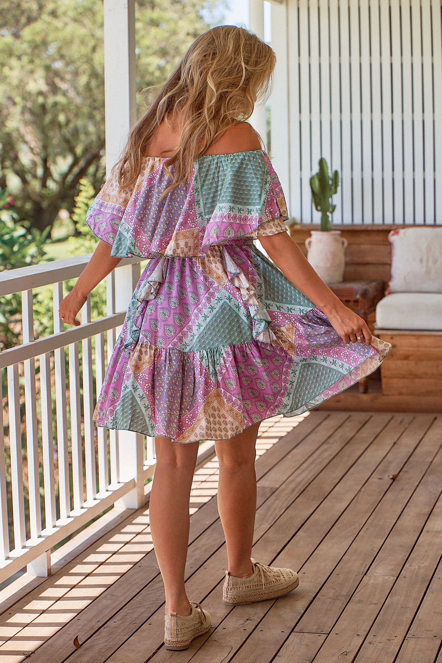LAVENDER HAZE PRINT MINI GEORGIE DRESS