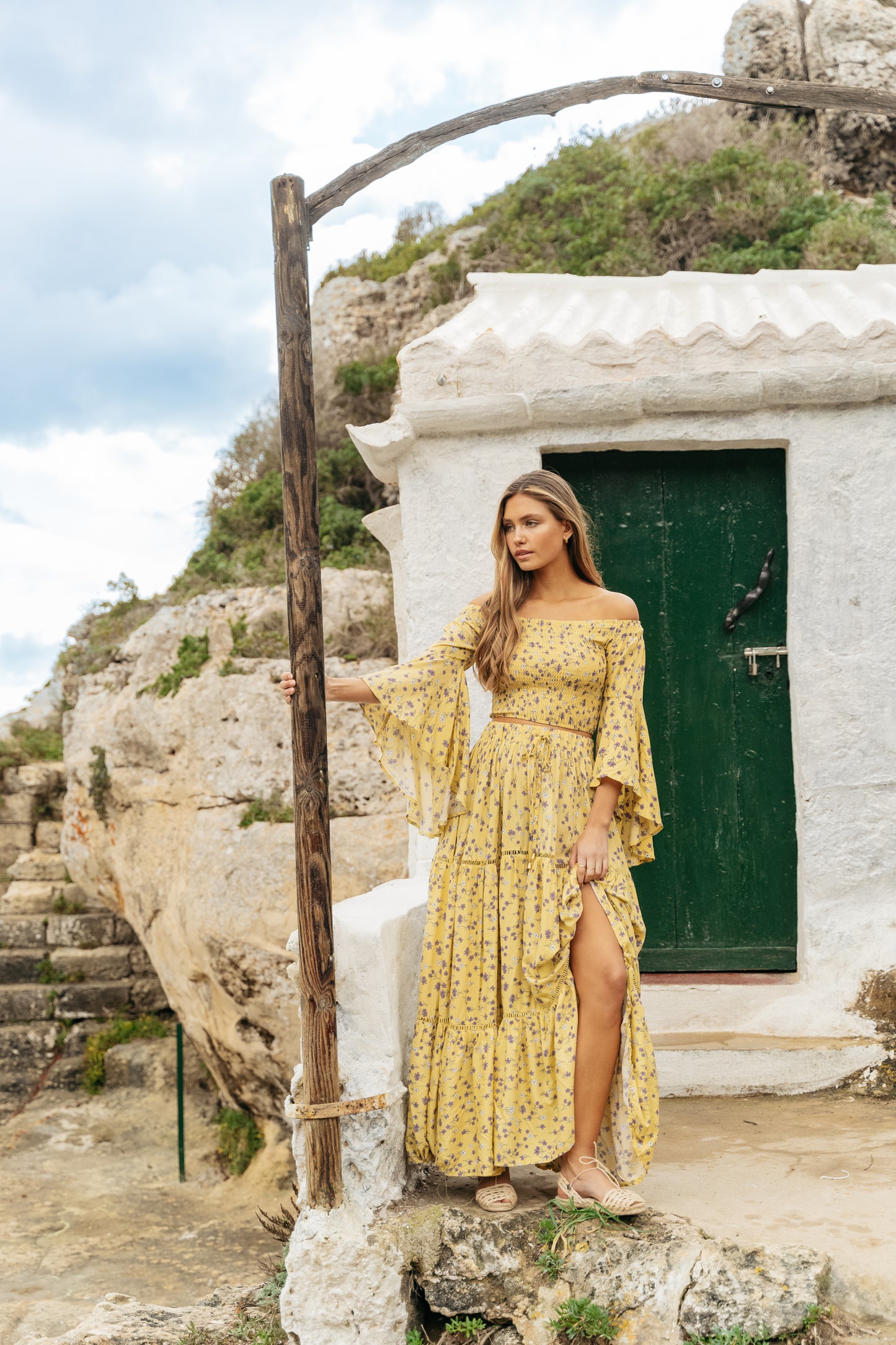 LEMON PEARL PRINT MALIBU TOP