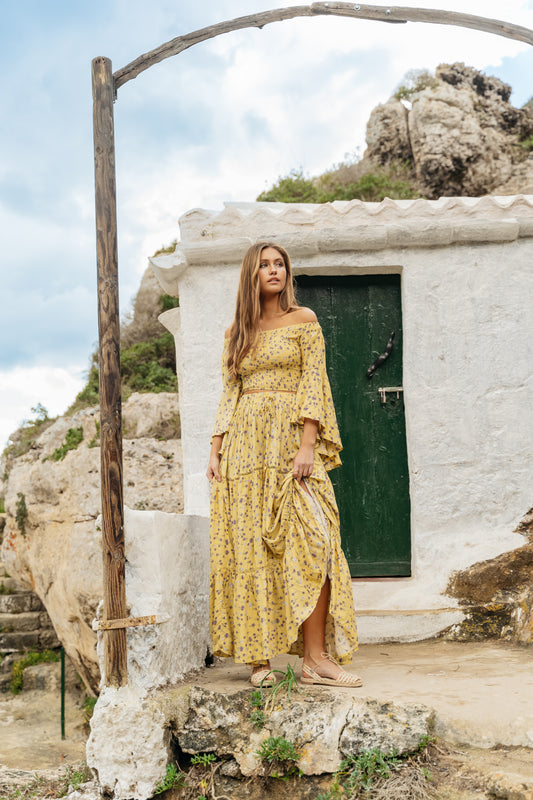 LEMON PEARL PRINT MALIBU TOP