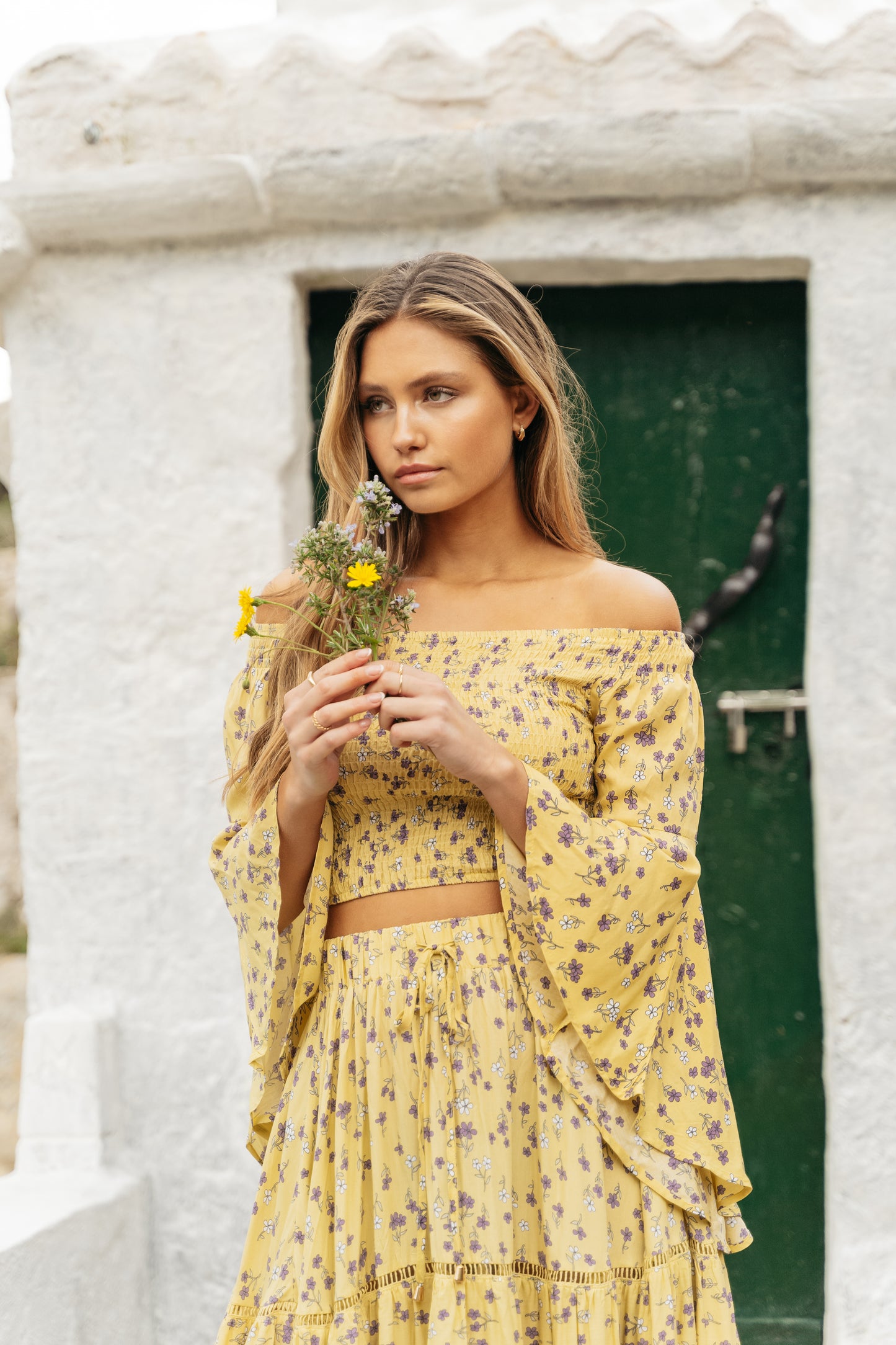 LEMON PEARL PRINT MALIBU TOP
