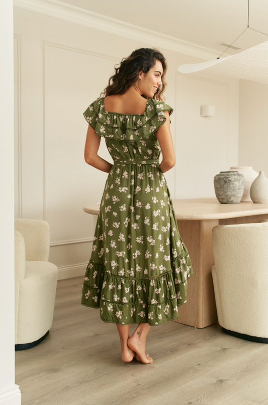 SAGE PRINT ROMY DRESS