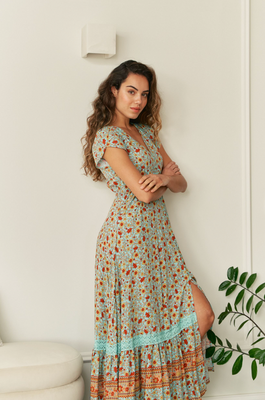 SYNERGY PRINT CARMEN MAXI DRESS