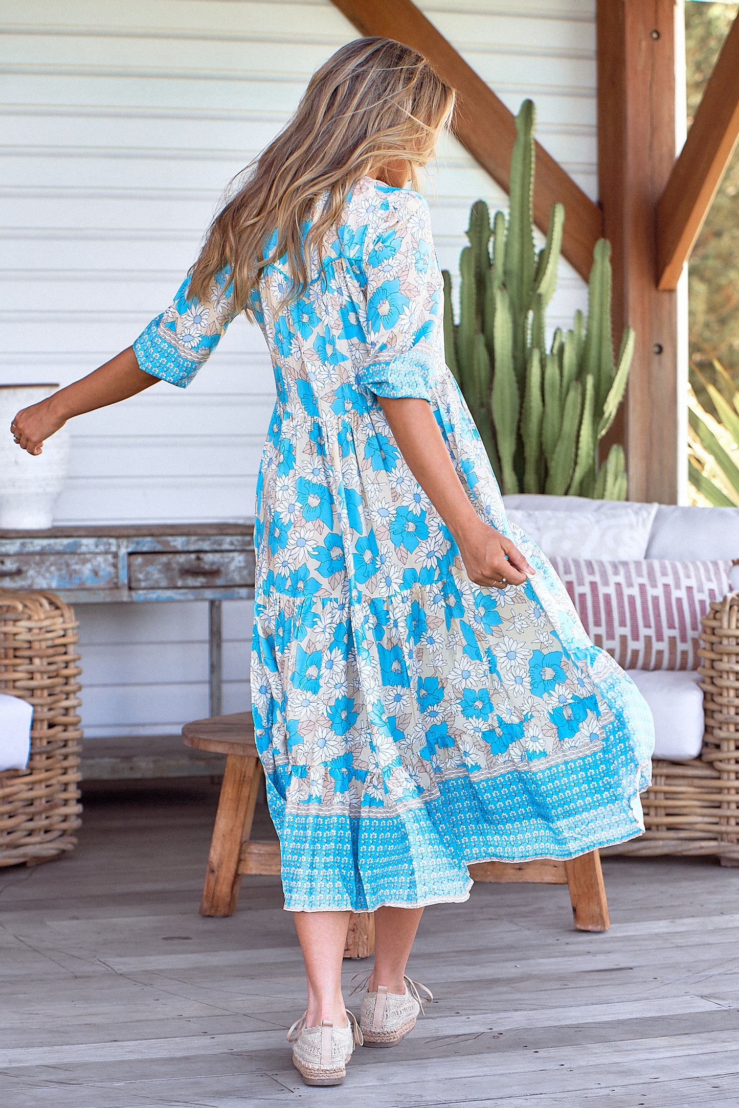 SWAN RIVER DAISY PRINT EVE MIDI DRESS
