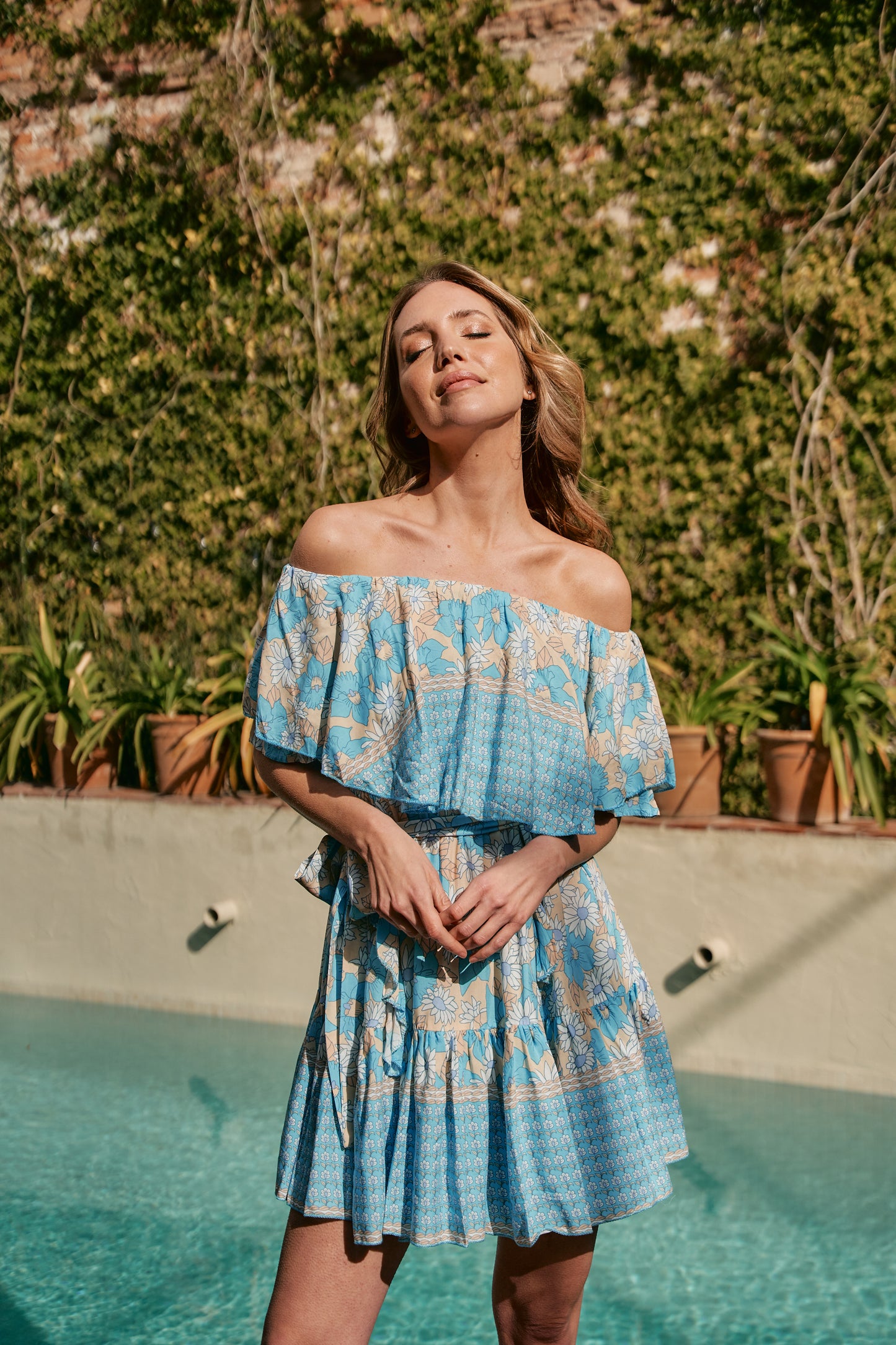 SWAN RIVER DAISY PRINT MINI GEORGIE DRESS