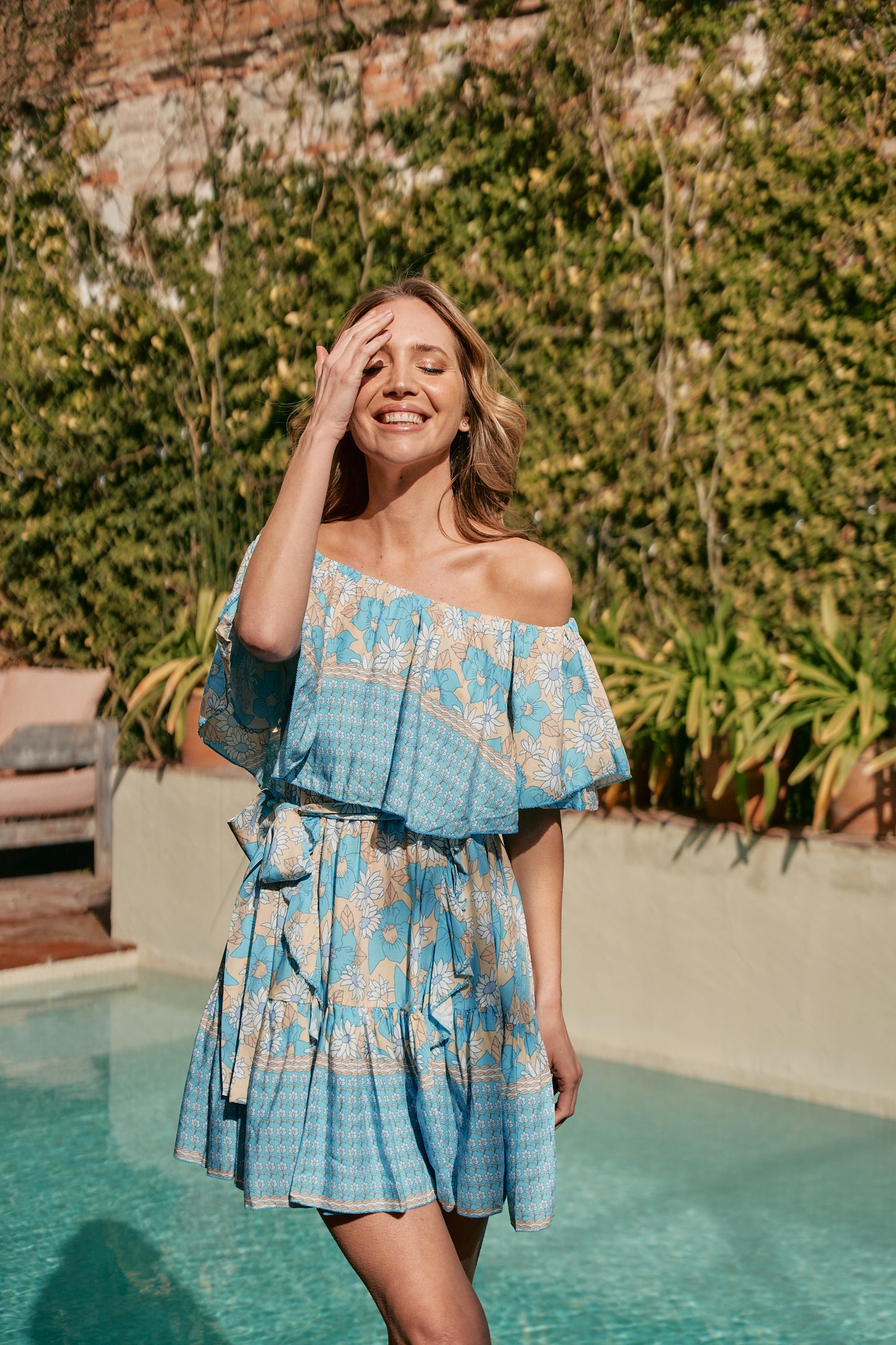 SWAN RIVER DAISY PRINT MINI GEORGIE DRESS
