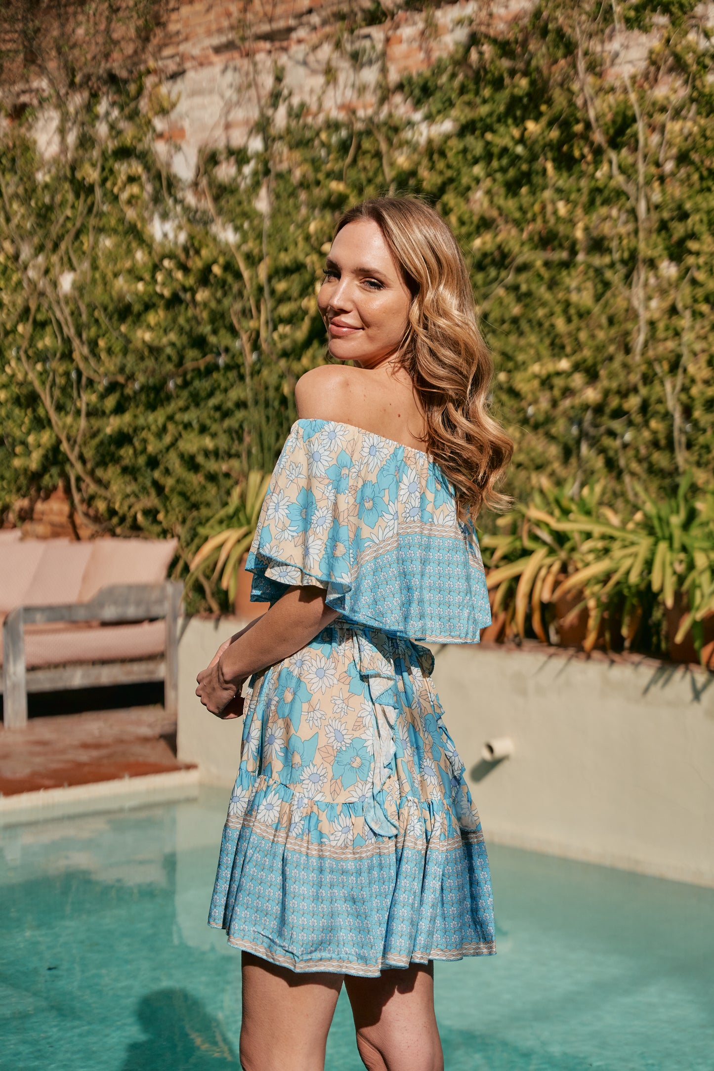 SWAN RIVER DAISY PRINT MINI GEORGIE DRESS