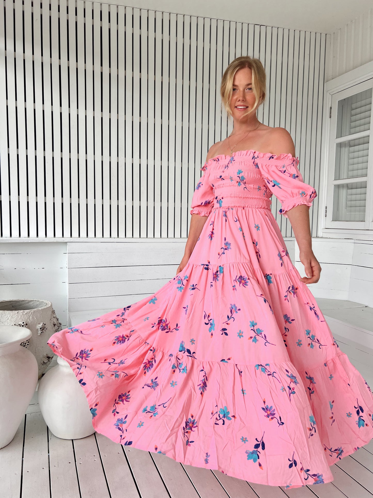 WILD BERRY PRINT CLAUDETTE MAXI DRESS