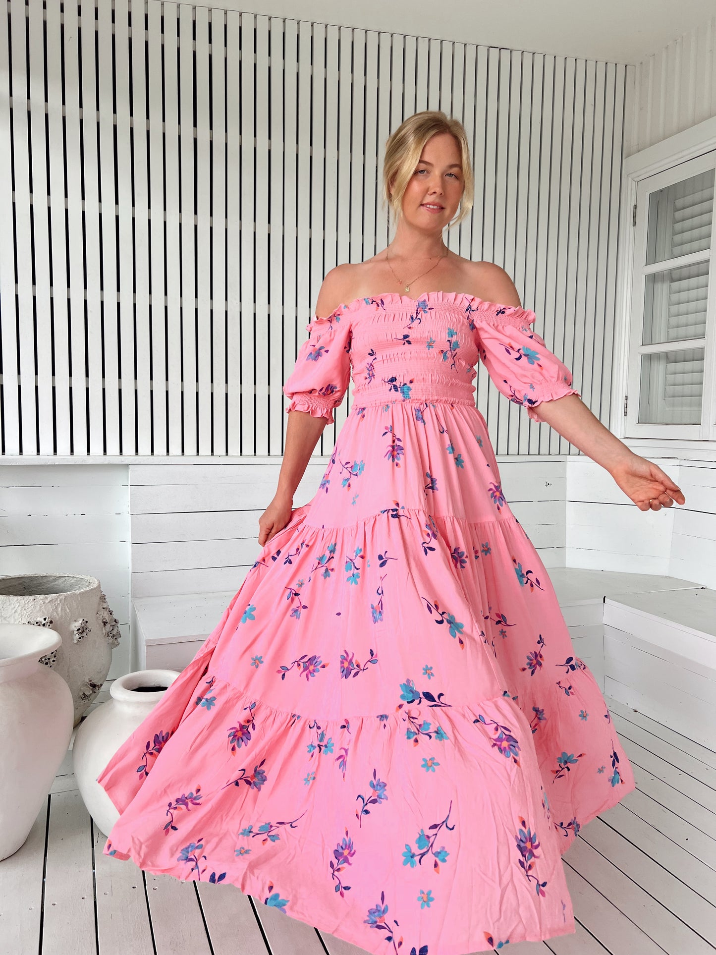 WILD BERRY PRINT CLAUDETTE MAXI DRESS
