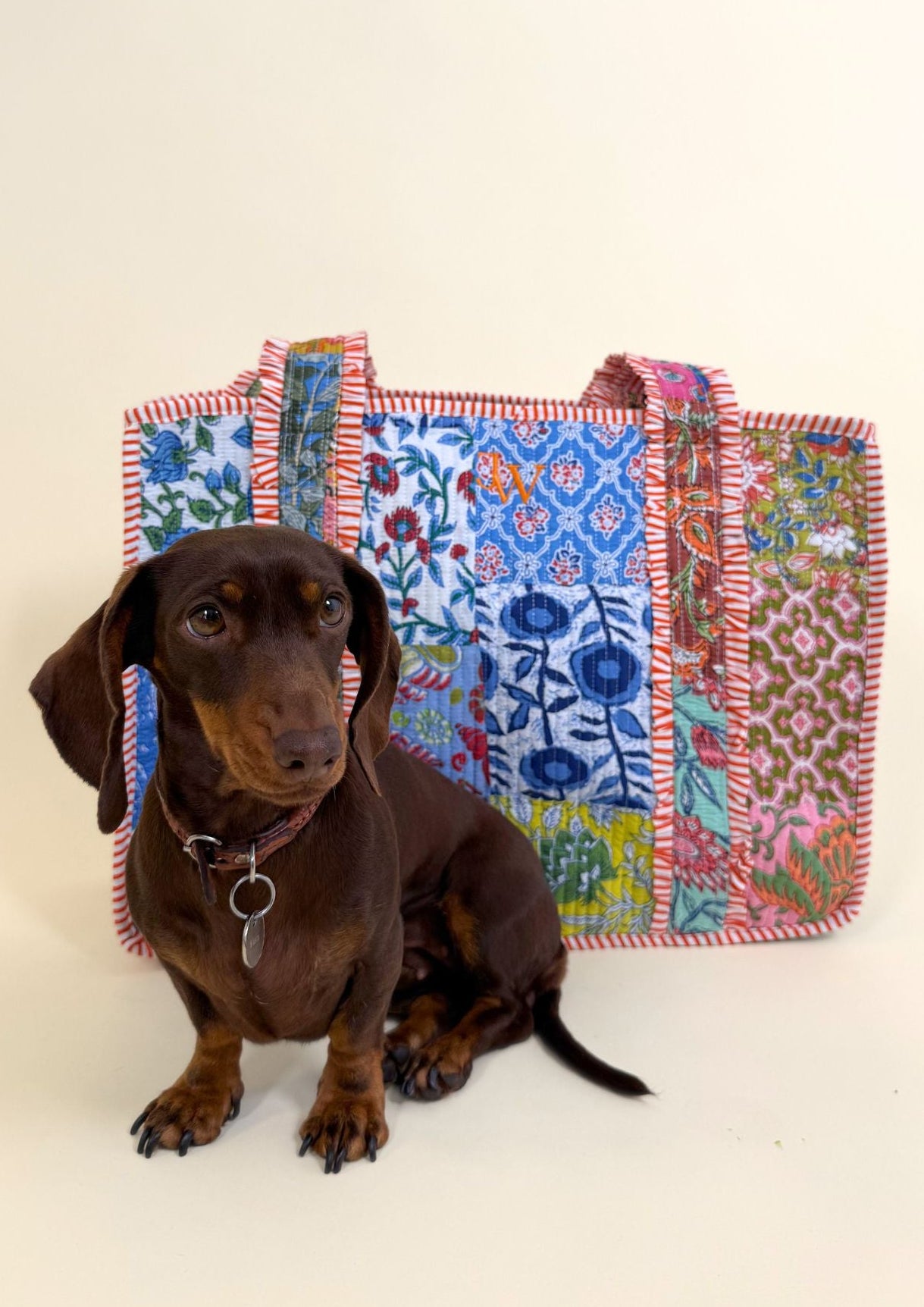 PATCHWORK TOTE BAG - BLUE