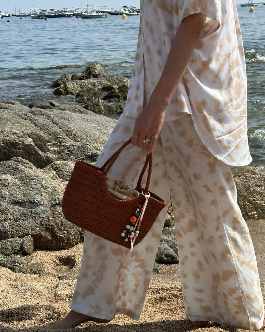 LEATHER MINI WOVEN BAG - TERRACOTTA