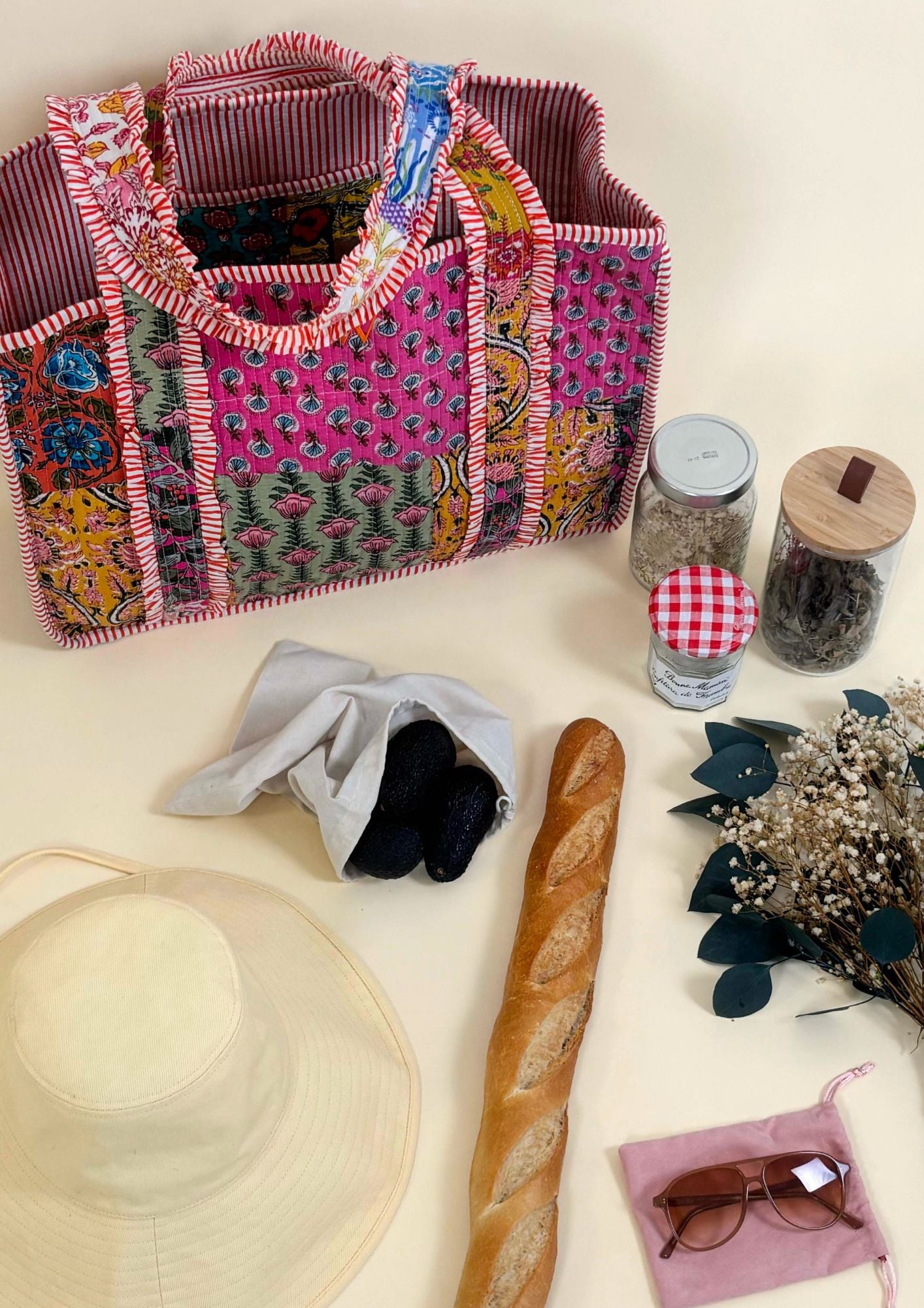 PATCHWORK TOTE BAG - PINK
