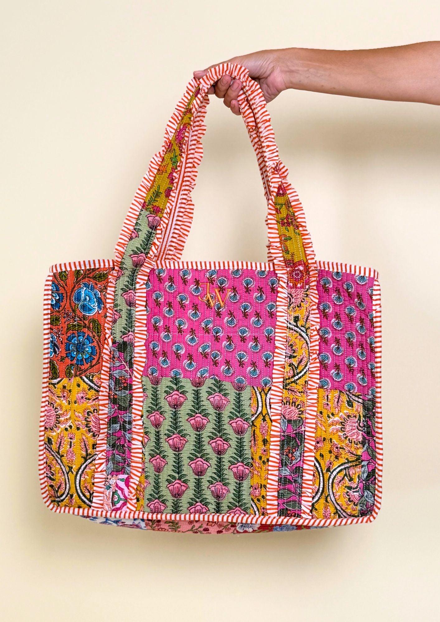 PATCHWORK TOTE BAG - PINK