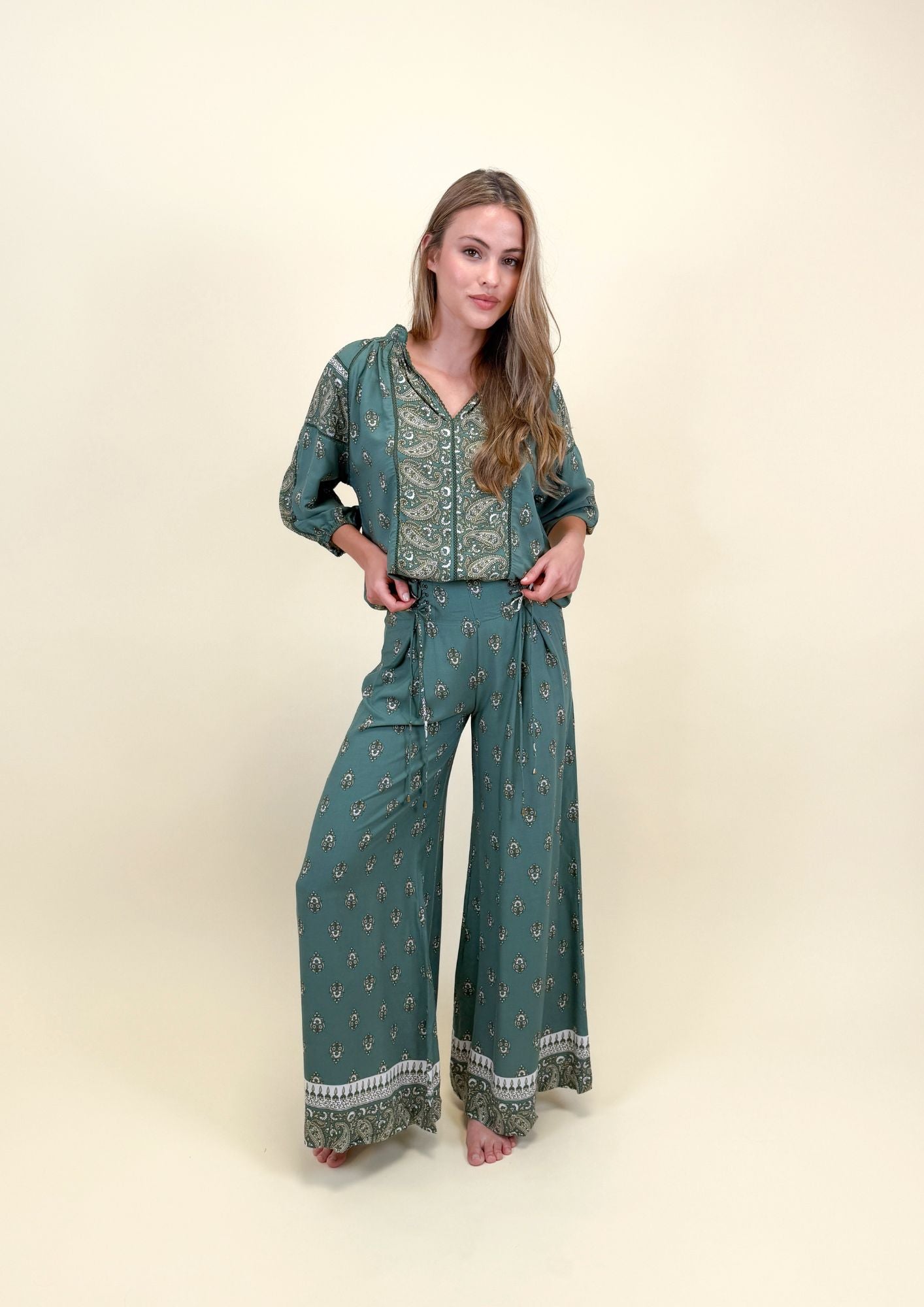 VIRIDIAN PRINT OPAL PANTS
