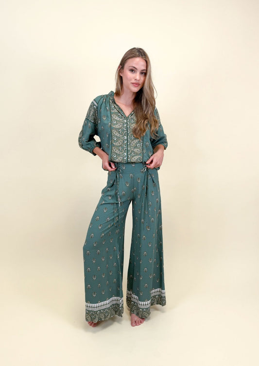 VIRIDIAN PRINT OPAL PANTS
