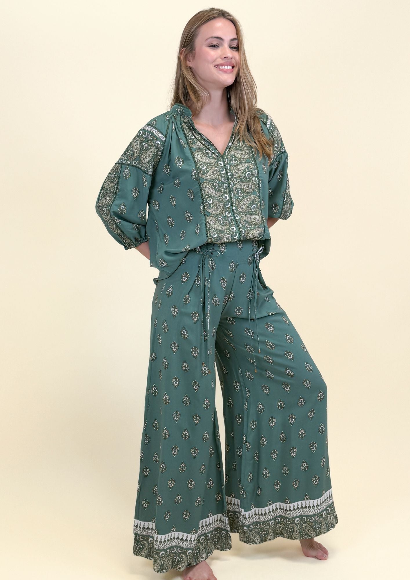 VIRIDIAN PRINT OPAL PANTS