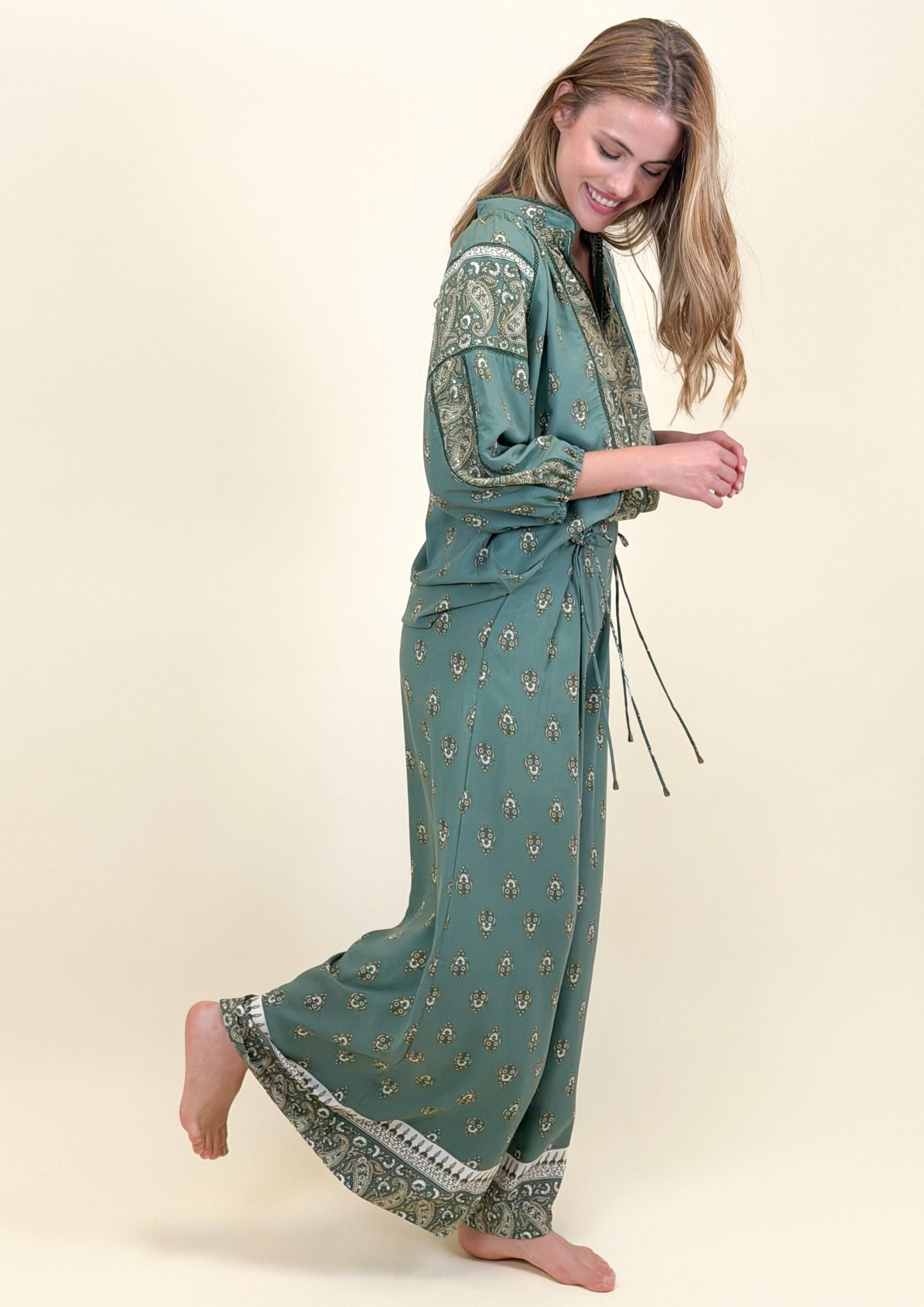 VIRIDIAN PRINT OPAL PANTS