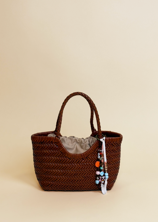 LEATHER MINI WOVEN BAG - TERRACOTTA