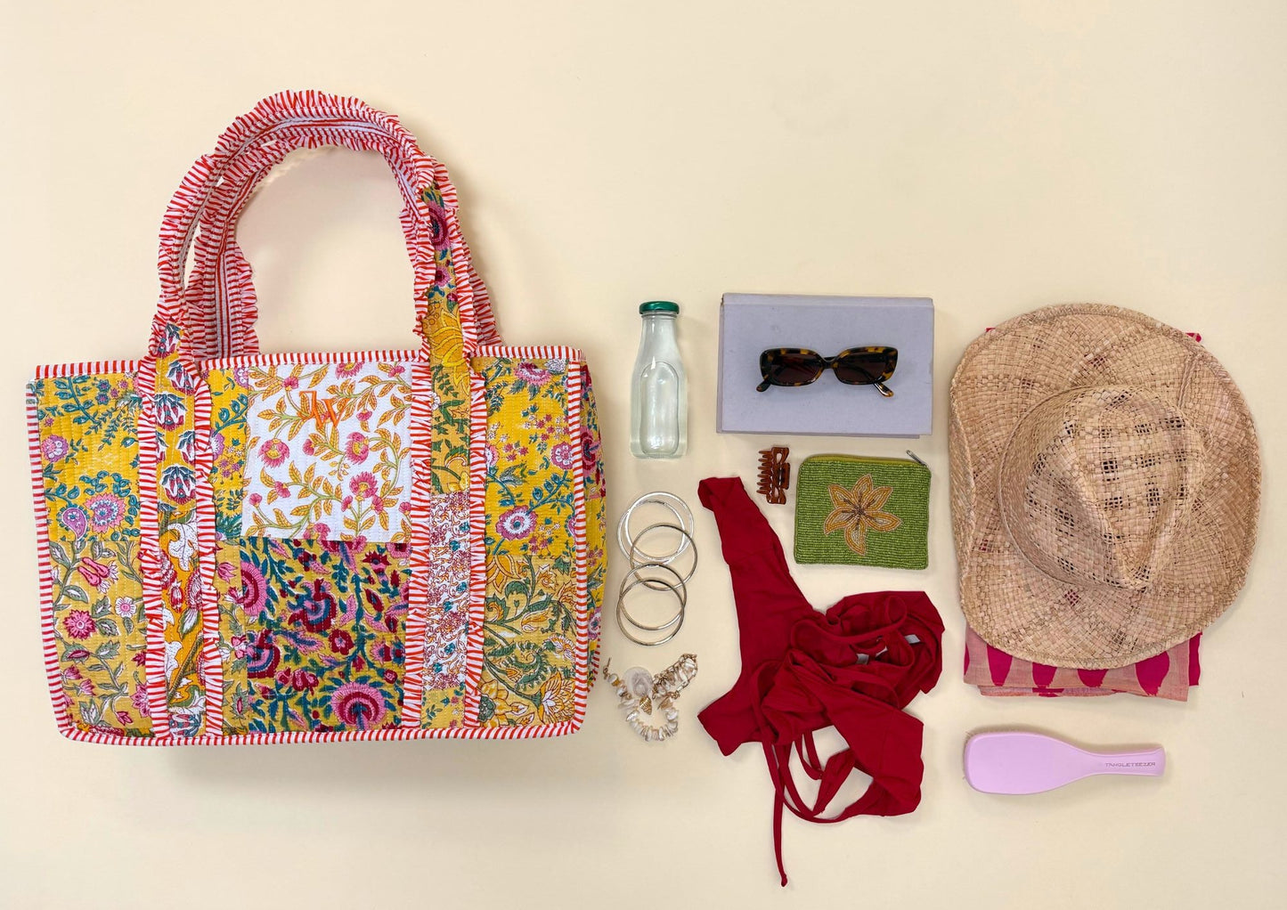 PATCHWORK TOTE BAG - YELLOW