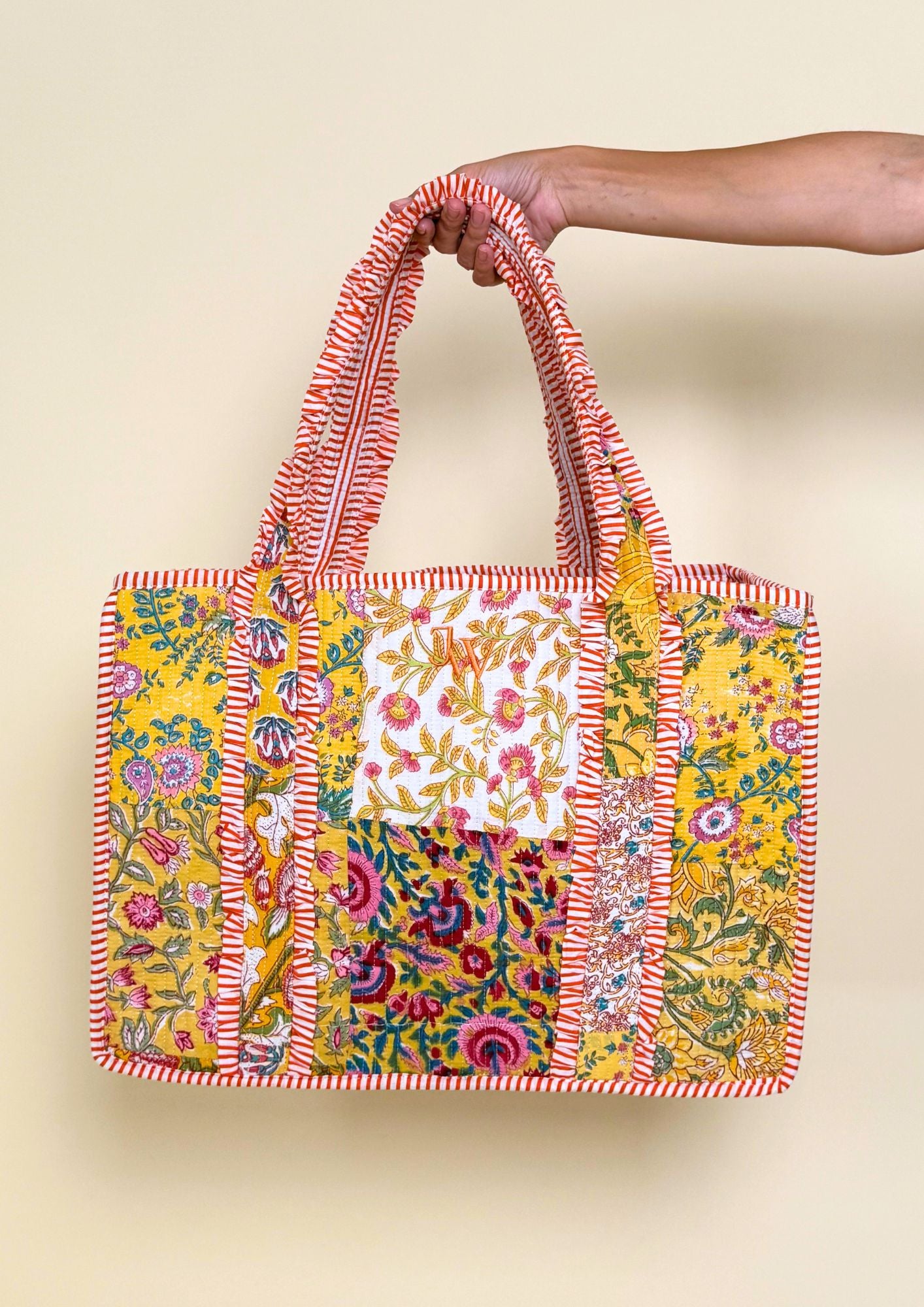 PATCHWORK TOTE BAG - YELLOW