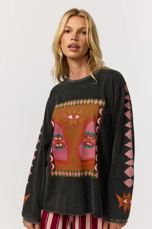 LUNA ROSA LONG SLEEVE TEE - ONYX