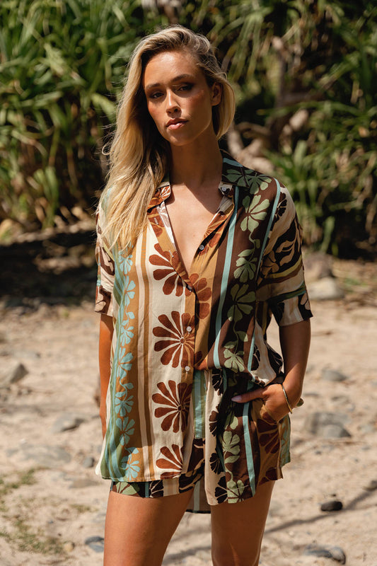 CACAO MIST PRINT RIVER SHIRT